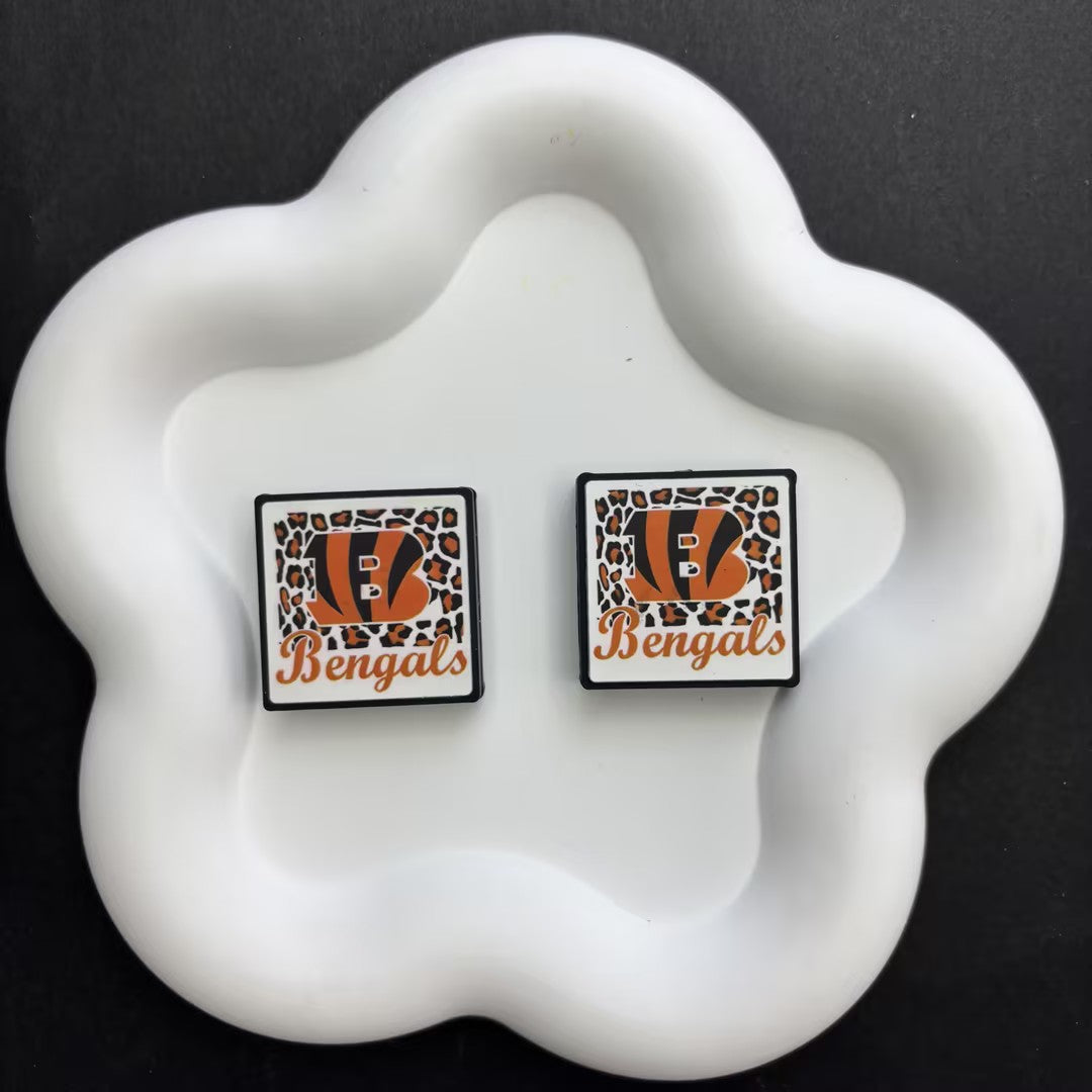 Leopard Football Team Square Acrylic Beads for DIY Beadable Pens - Bulk Sports Fan Game Day Focal Beads Only (No Pens) NFL Team Beads