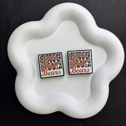 Leopard Football Team Square Acrylic Beads for DIY Beadable Pens - Bulk Sports Fan Game Day Focal Beads Only (No Pens) NFL Team Beads