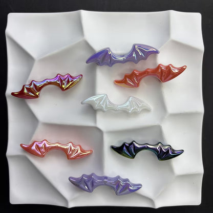 Halloween AB Coating Bat Wings Silicone Focal Beads - Iridescent Spooky Animal Large Hole Spacer Beads for DIY Beadable Pens, Keychains & Craft Supplies