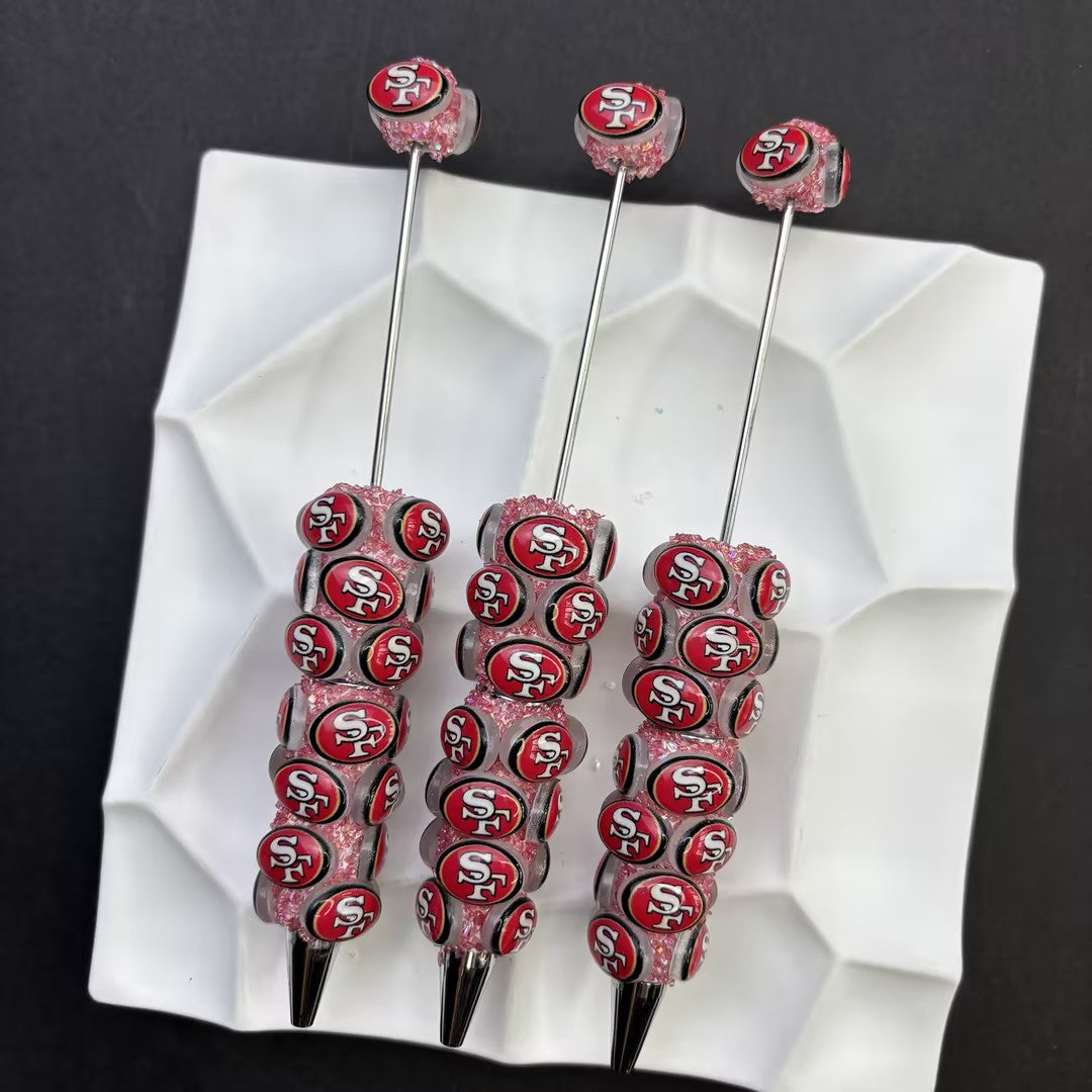 NFL Football Team Completed Beadable Pens - Custom San Francisco 49ers, Dallas Cowboys, KC Chiefs Sports Fan Luxury Crystal Writing Pens Gift