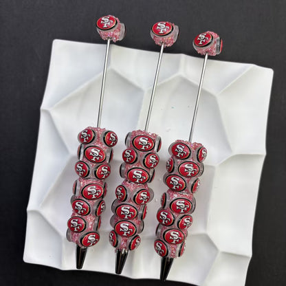 NFL Football Team Completed Beadable Pens - Custom San Francisco 49ers, Dallas Cowboys, KC Chiefs Sports Fan Luxury Crystal Writing Pens Gift