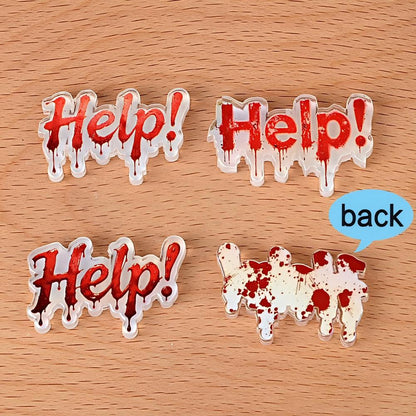 Halloween Acrylic Beads - Bloody Red Handprint & "Help!" Letter Focal Beads for Beadable Pen & DIY Crafts