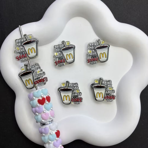 Funny Diet Coke Stat Acrylic Focal Beads for Beadable Pens, Bring Me A Large Diet Coke Acrylic Beads, Cute Fast Food Charms for Keychain DIY Crafts
