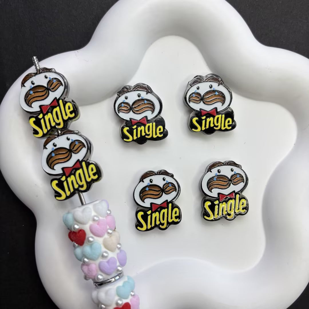 Funny Crying Pringles Inspired Acrylic Focal Beads for Beadable Pens, Single Life Meme Snack Character Beads, Cute Keychain DIY Craft Supplies
