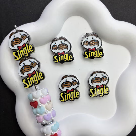 Funny Crying Pringles Inspired Acrylic Focal Beads for Beadable Pens, Single Life Meme Snack Character Beads, Cute Keychain DIY Craft Supplies