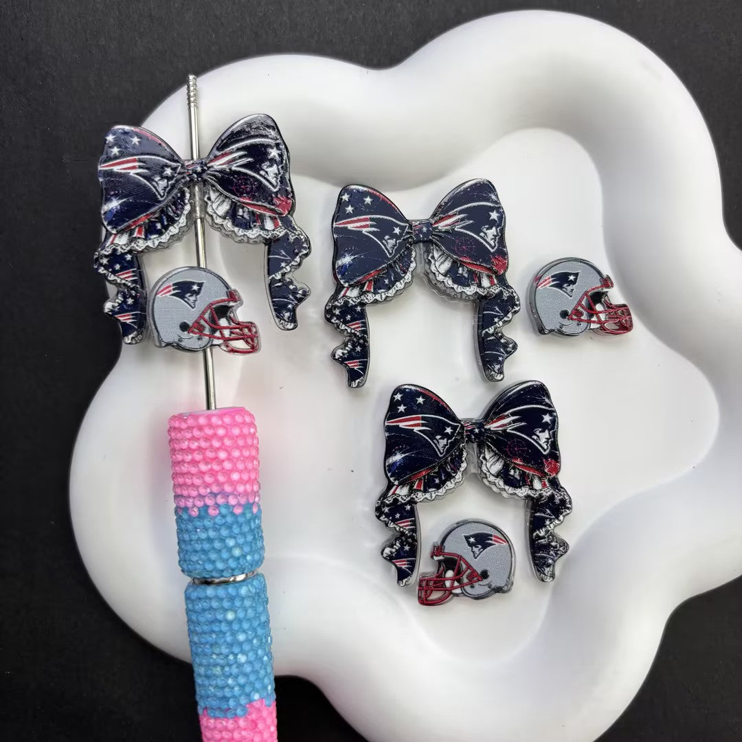 NFL Football Game Day DIY Pen Kit | Rhinestone Bead Barrel, Bow Focal Charms & Team Helmet Toppers