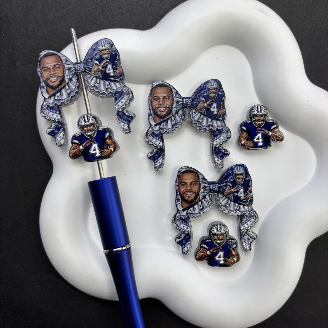 NFL Football Game Day DIY Pen Kit | Rhinestone Bead Barrel, Bow Focal Charms & Team Helmet Toppers