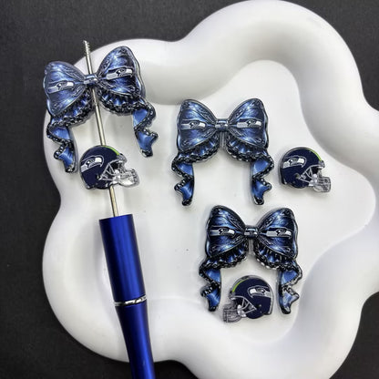 NFL Football Game Day DIY Pen Kit | Rhinestone Bead Barrel, Bow Focal Charms & Team Helmet Toppers