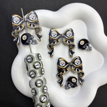 NFL Football Game Day DIY Pen Kit | Rhinestone Bead Barrel, Bow Focal Charms & Team Helmet Toppers
