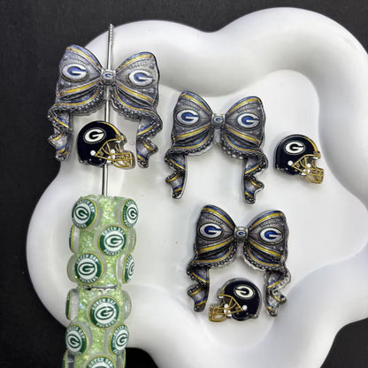 NFL Football Game Day DIY Pen Kit | Rhinestone Bead Barrel, Bow Focal Charms & Team Helmet Toppers