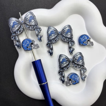 NFL Football Game Day DIY Pen Kit | Rhinestone Bead Barrel, Bow Focal Charms & Team Helmet Toppers