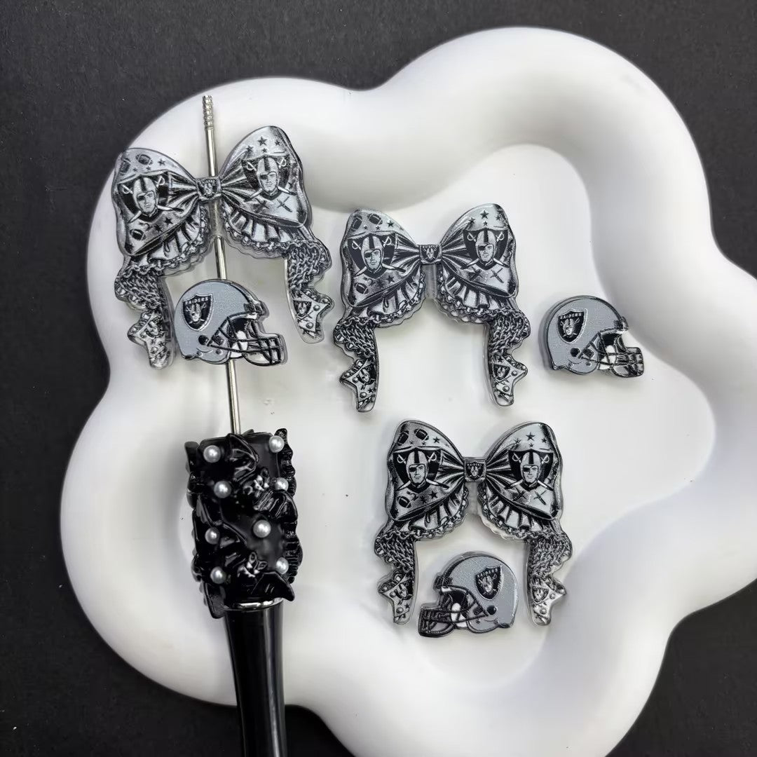 NFL Football Game Day DIY Pen Kit | Rhinestone Bead Barrel, Bow Focal Charms & Team Helmet Toppers