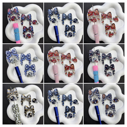 NFL Football Game Day DIY Pen Kit | Rhinestone Bead Barrel, Bow Focal Charms & Team Helmet Toppers