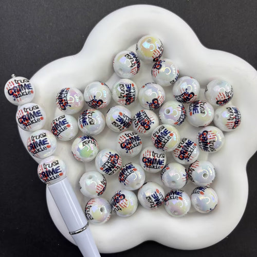 16mm True Crime Junkie Printed Pearl Beads, Bloody Handprint Acrylic Beads for DIY Beadable Pens & Keychains