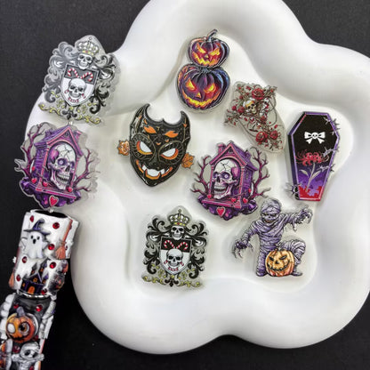 Glow in the Dark Halloween Focal Beads, Spooky Mummy & Skull Acrylic Beads for DIY Beadable Pens & Keychains