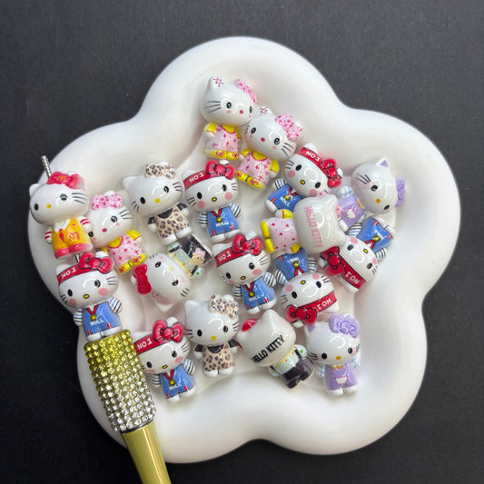 3D Cute Cat Focal Beads - Anime Character 3D Acrylic Beads for Beadable Pens, Keychains & DIY Crafts