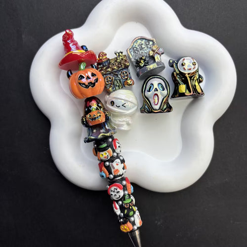 Halloween Focal Beads Set - Cute Spooky Acrylic/Resin Beads for DIY Bead Pens, Keychains & Jewelry Crafts