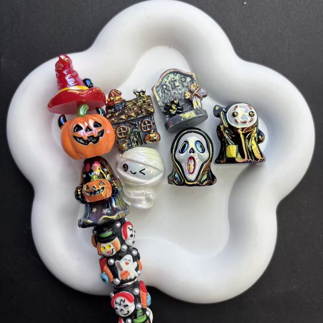 Halloween Focal Beads Set - Cute Spooky Acrylic/Resin Beads for DIY Bead Pens, Keychains & Jewelry Crafts