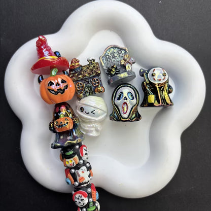 Halloween Focal Beads Set - Cute Spooky Acrylic/Resin Beads for DIY Bead Pens, Keychains & Jewelry Crafts