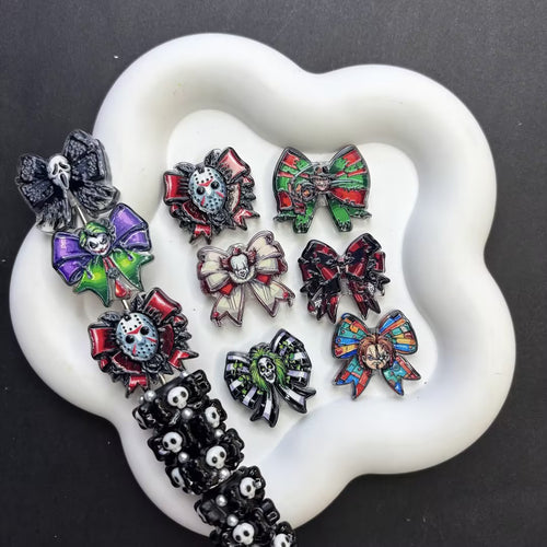 Halloween Horror Movie Bow Theme Focal Beads Assortment for DIY Beadable Pens, Lanyards & Keychain Crafting