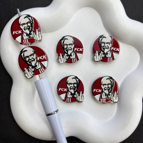 Funny Middle Finger Colonel Focal Beads Sarcastic Fast Food Acrylic Beads for Beadable Pens DIY Crafting