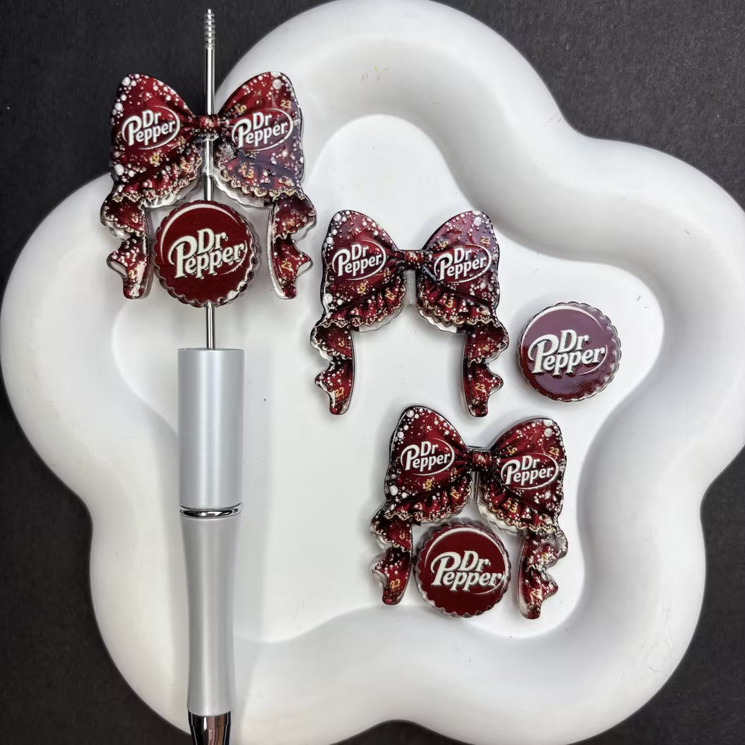 Vintage Pepper Soda Bow Diamond Painting Accessories Set – Acrylic Pen Topper & Bottle Cap Cover Minder