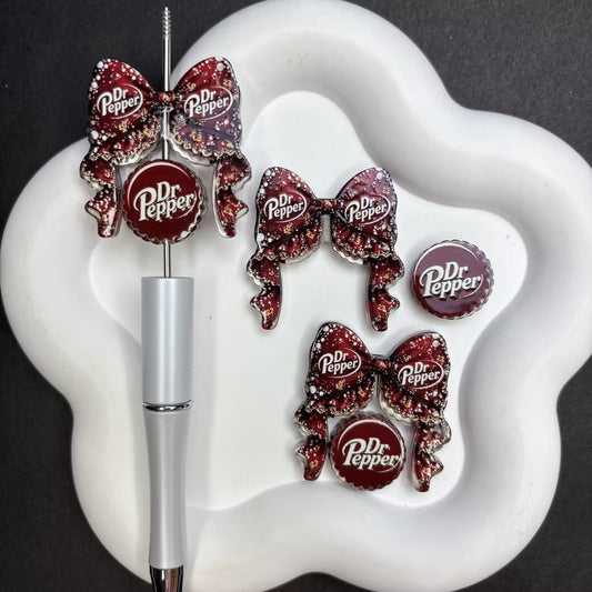 Vintage Pepper Soda Bow Diamond Painting Accessories Set – Acrylic Pen Topper & Bottle Cap Cover Minder