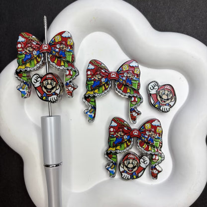 Retro Gaming Hero Bow Diamond Painting Accessories Set – Acrylic Pen Topper & Cover Minder