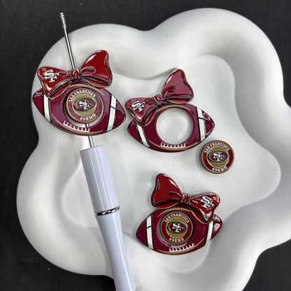 Football Bow Diamond Painting Accessories Collection | Acrylic Pen Topper & Sport Ball Cover Minder Set