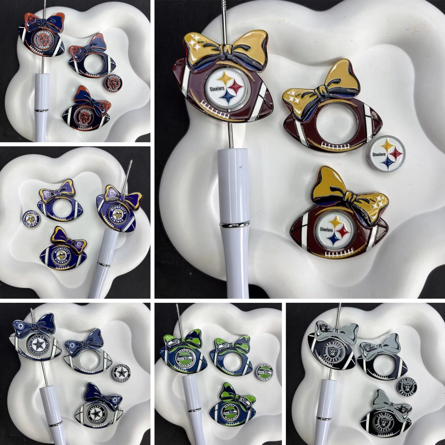 Football Bow Diamond Painting Accessories Collection | Acrylic Pen Topper & Sport Ball Cover Minder Set