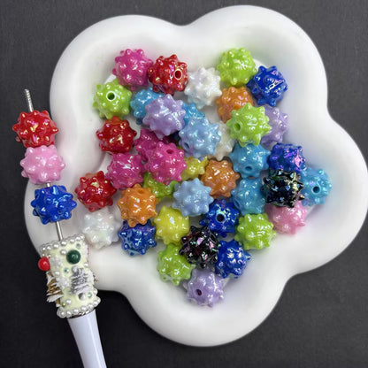 Chunky Spiky Bubble Beads – Textured Thorn Spiked Round Spacer Beads with AB Sheen for Beadable Pens, Keychains & DIY Jewelry Making