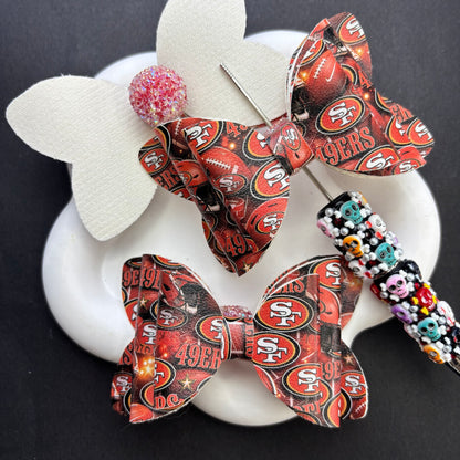 Game Day Football Faux Leather Bows for Beadable Pens | Layered Team Spirit Bow Charm for DIY Keychains & Craft Supplies