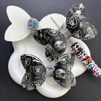 Game Day Football Faux Leather Bows for Beadable Pens | Layered Team Spirit Bow Charm for DIY Keychains & Craft Supplies