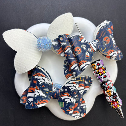 Game Day Football Faux Leather Bows for Beadable Pens | Layered Team Spirit Bow Charm for DIY Keychains & Craft Supplies