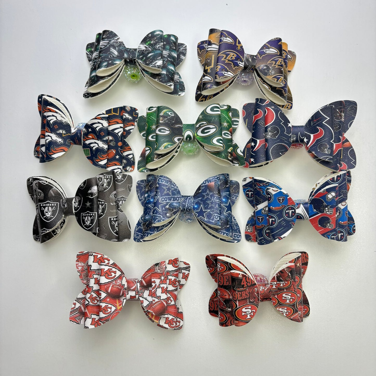 Game Day Football Faux Leather Bows for Beadable Pens | Layered Team Spirit Bow Charm for DIY Keychains & Craft Supplies