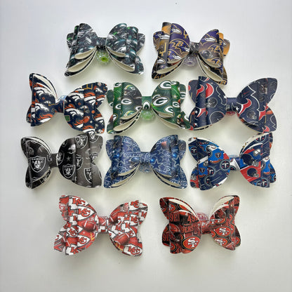 Game Day Football Faux Leather Bows for Beadable Pens | Layered Team Spirit Bow Charm for DIY Keychains & Craft Supplies