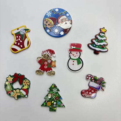 Christmas Acrylic Charms with Hanging Hole | Glitter Holiday Pendant Charms for Beadable Pens, Keychains, Earrings & DIY Crafts