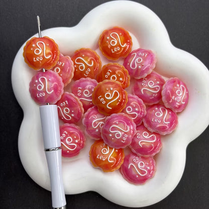 12 Zodiac Sign Printed Bubble Beads – Colorful Galaxy Marbled Acrylic Beads for Beaded Pens, Keychains & DIY Jewelry Making