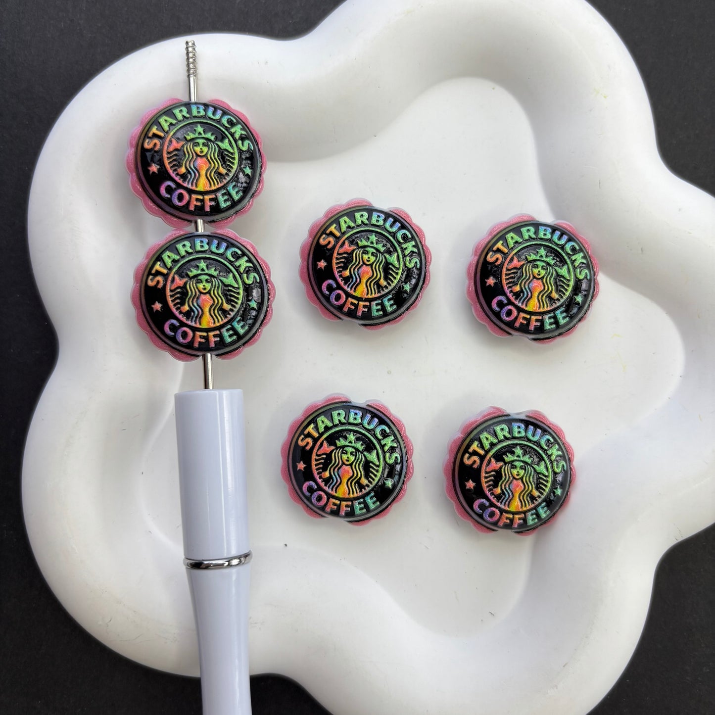 Novelty Bottle Cap & Snack Theme Acrylic Focal Beads – Fun Drink, Coffee & Soda Logo Beads for Beaded Pens, Keychains & DIY Crafts