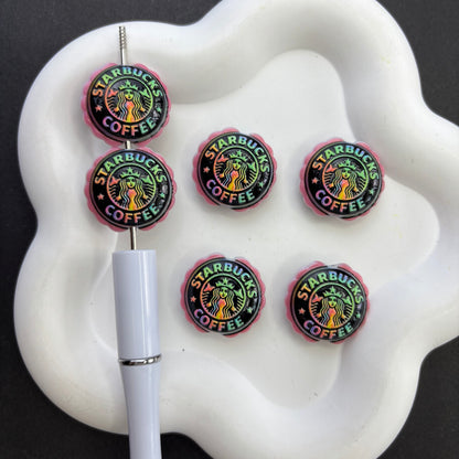 Novelty Bottle Cap & Snack Theme Acrylic Focal Beads – Fun Drink, Coffee & Soda Logo Beads for Beaded Pens, Keychains & DIY Crafts