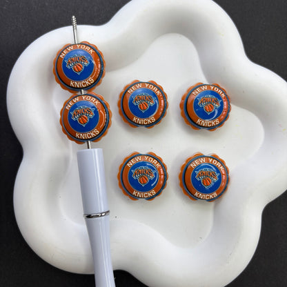 Basketball Team Bottle Cap Acrylic Focal Beads – Sports Game Day Fan Beads for DIY Beaded Pens, Keychains & Lanyard Making
