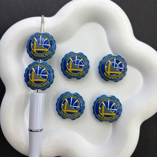 Basketball Team Bottle Cap Acrylic Focal Beads – Sports Game Day Fan Beads for DIY Beaded Pens, Keychains & Lanyard Making