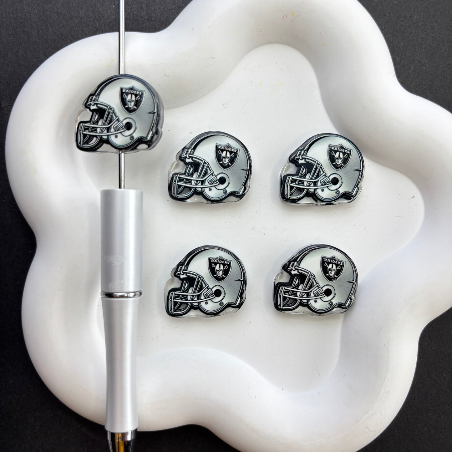 Football Helmet Acrylic Focal Beads for Beadable Pens, Printed Sports Helmet Beads for DIY Keychain, Pen Making & Craft Supplies