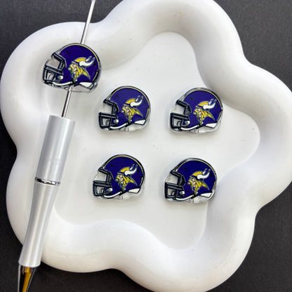 Football Helmet Acrylic Focal Beads for Beadable Pens, Printed Sports Helmet Beads for DIY Keychain, Pen Making & Craft Supplies