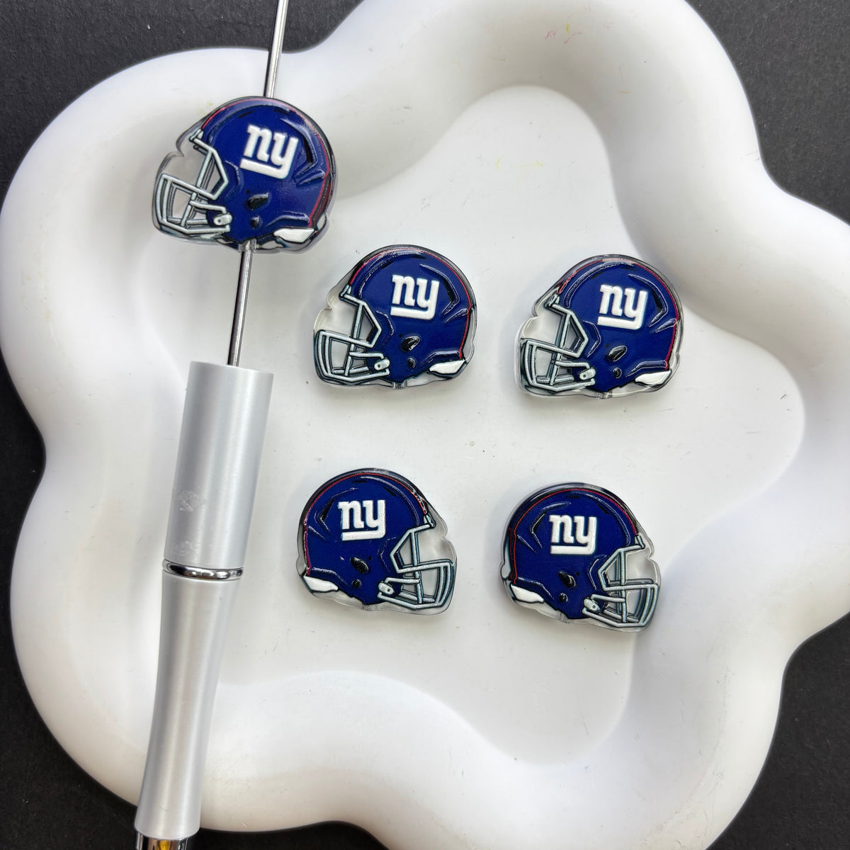 Football Helmet Acrylic Focal Beads for Beadable Pens, Printed Sports Helmet Beads for DIY Keychain, Pen Making & Craft Supplies