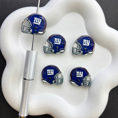 Football Helmet Acrylic Focal Beads for Beadable Pens, Printed Sports Helmet Beads for DIY Keychain, Pen Making & Craft Supplies