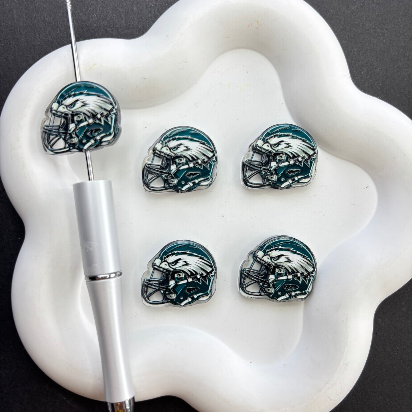 Football Helmet Acrylic Focal Beads for Beadable Pens, Printed Sports Helmet Beads for DIY Keychain, Pen Making & Craft Supplies