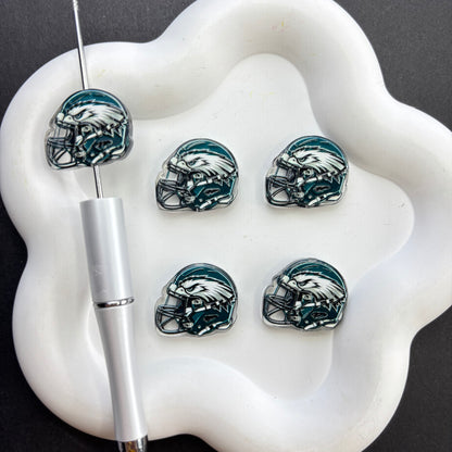 Football Helmet Acrylic Focal Beads for Beadable Pens, Printed Sports Helmet Beads for DIY Keychain, Pen Making & Craft Supplies