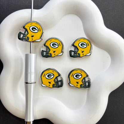 Football Helmet Acrylic Focal Beads for Beadable Pens, Printed Sports Helmet Beads for DIY Keychain, Pen Making & Craft Supplies