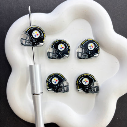 Football Helmet Acrylic Focal Beads for Beadable Pens, Printed Sports Helmet Beads for DIY Keychain, Pen Making & Craft Supplies